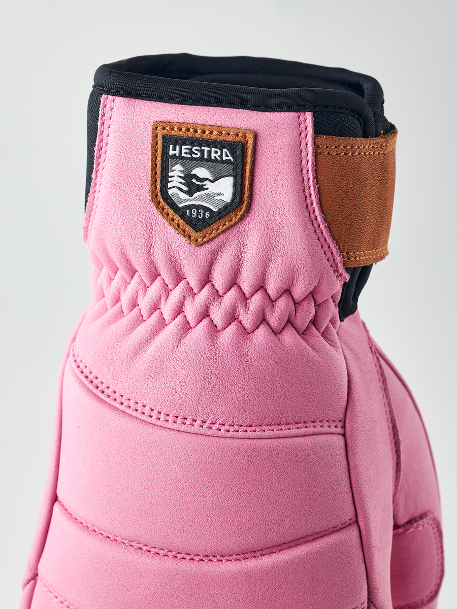 Women's Leather Fall Line Mitt - Cerise detail
