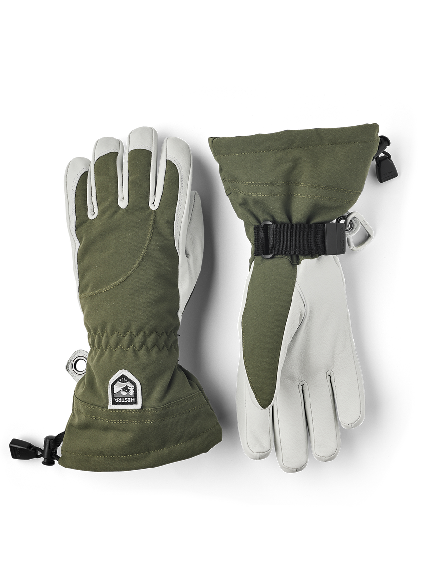 Hestra Women's Heli Ski 5-finger ski glove Olive/Offwhite