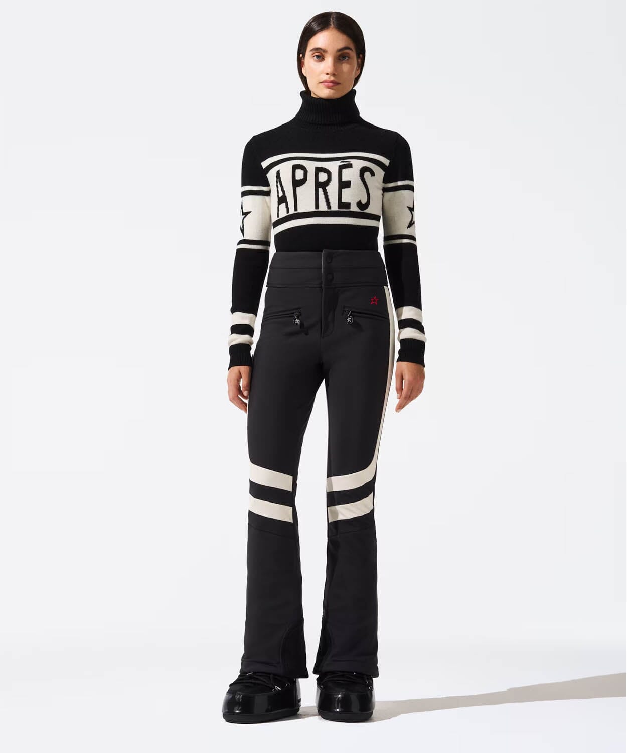 25 Perfect Moment - Women's Aurora High Waist Flare Ski Pant Ski Pants Perfect Moment Jet Black/Snow White XS