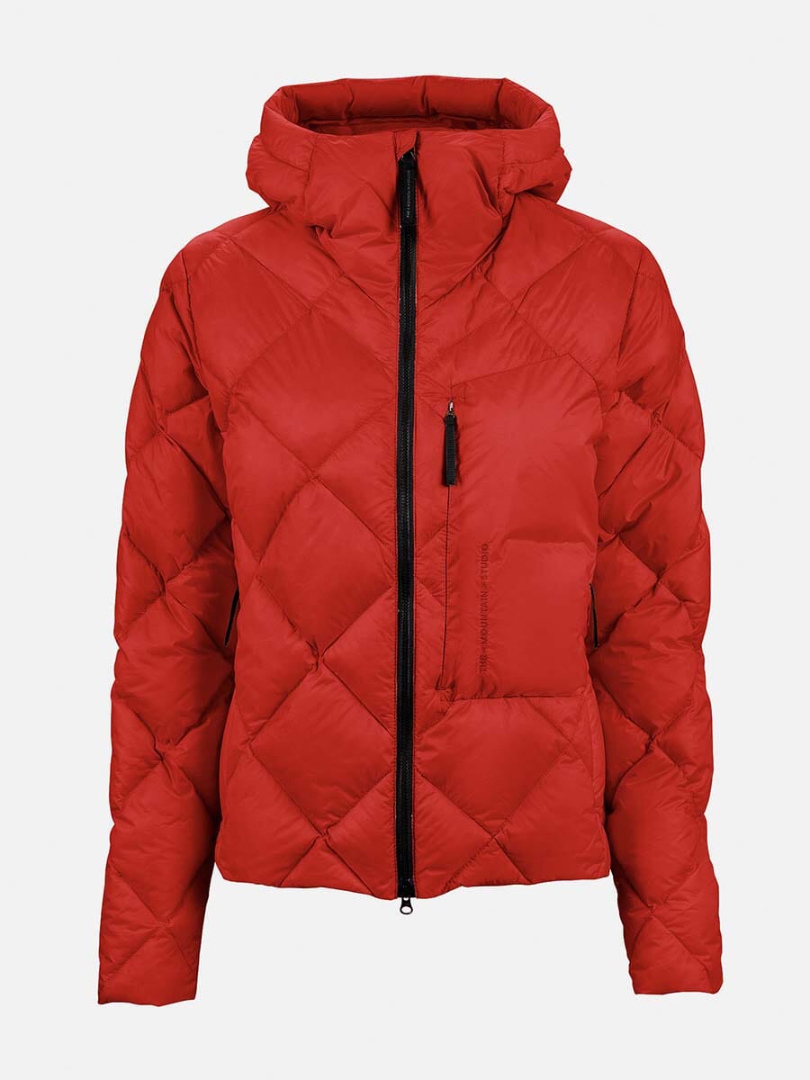 26 Mountain Studio - Women's D-9 Ultralight Down Hood Jacket Unclassified The Mountain Studio Equestrian Red XS