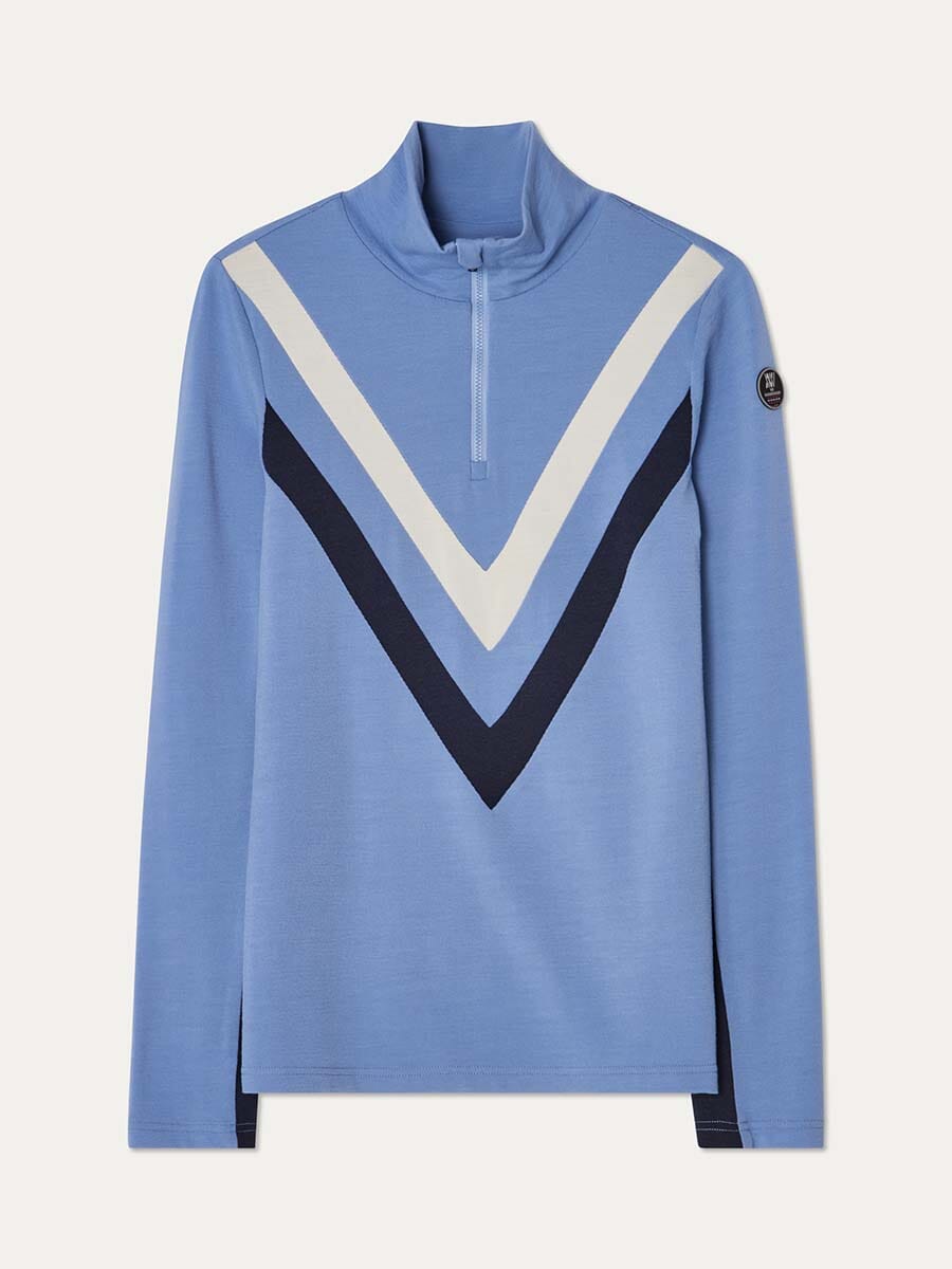 26 We Norwegians - Womens Voss Chevron ZipUp Unclassified We Norwegians Mid Blue XS