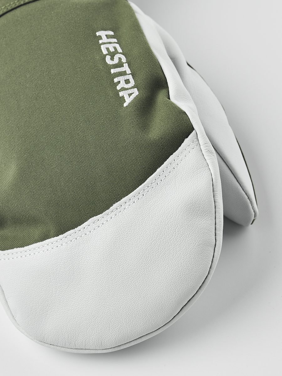 Army Leather Heli Ski Mitt - Olive detail