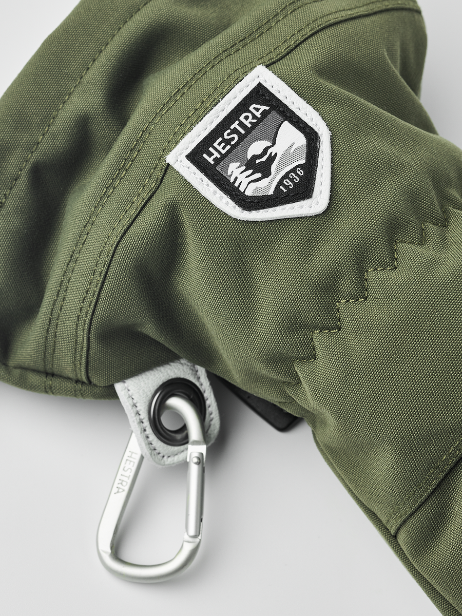 Army Leather Heli Ski Mitt - Olive detail