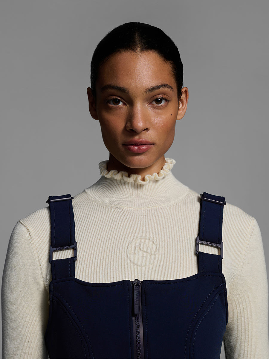 26 Cordova - Women's Fernie Bib Pants Indigo, bib strap detail