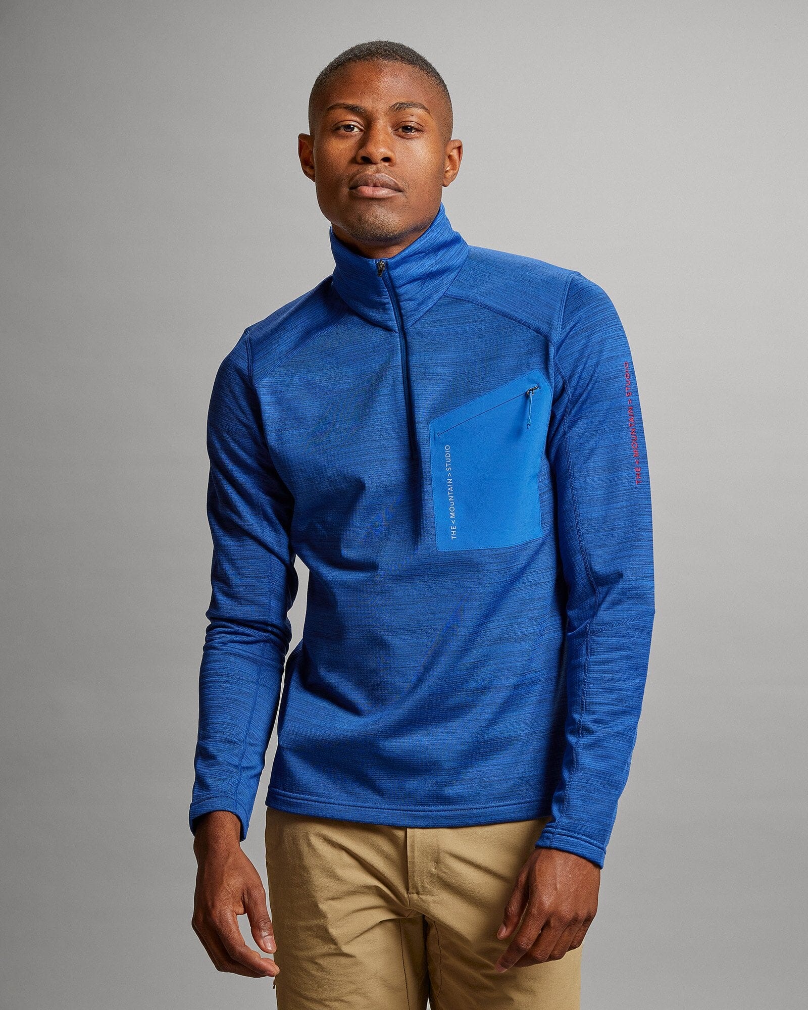 M-5 Men's Techno Stretch Mid T-Neck Mid Layer The Mountain Studio Blue Quartz XS