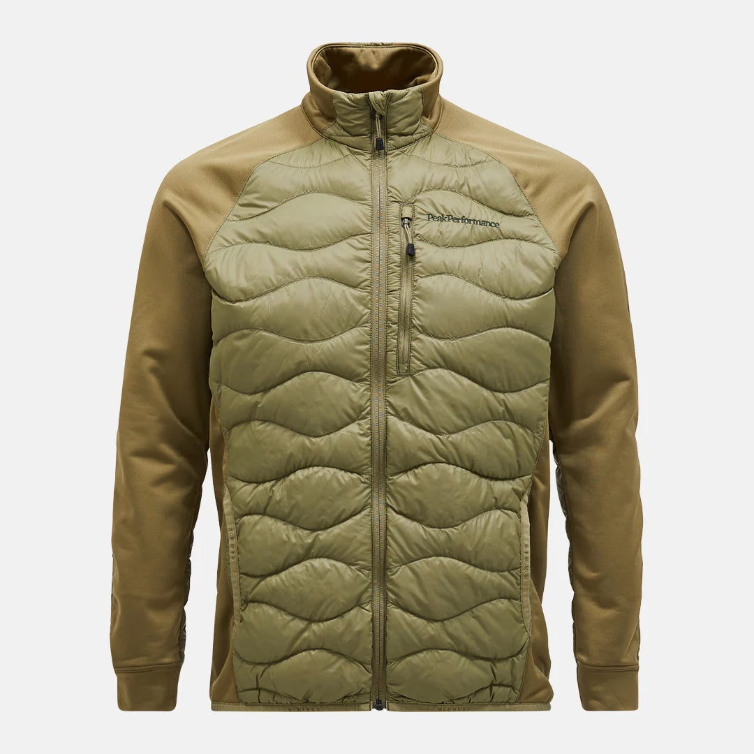 Men's Helium Down Hybrid Jacket Mid Layer Peak Performance Snap Green S