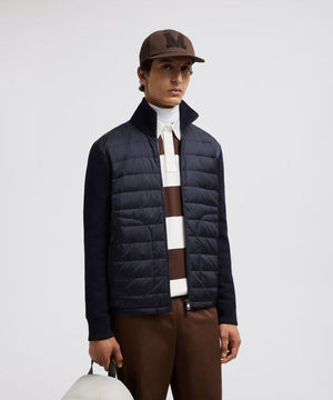 Men's Padded Wool Cardigan Jackets Moncler Navy Blue M