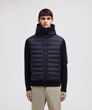 Men's Padded Wool Hoodie Jackets Moncler Navy Blue M