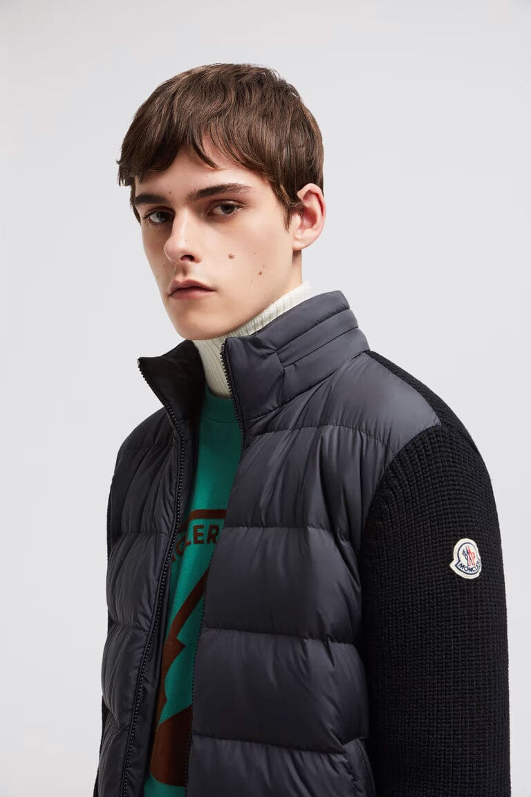 Men's Padded Wool Zip-Up Hoodie Jackets Moncler