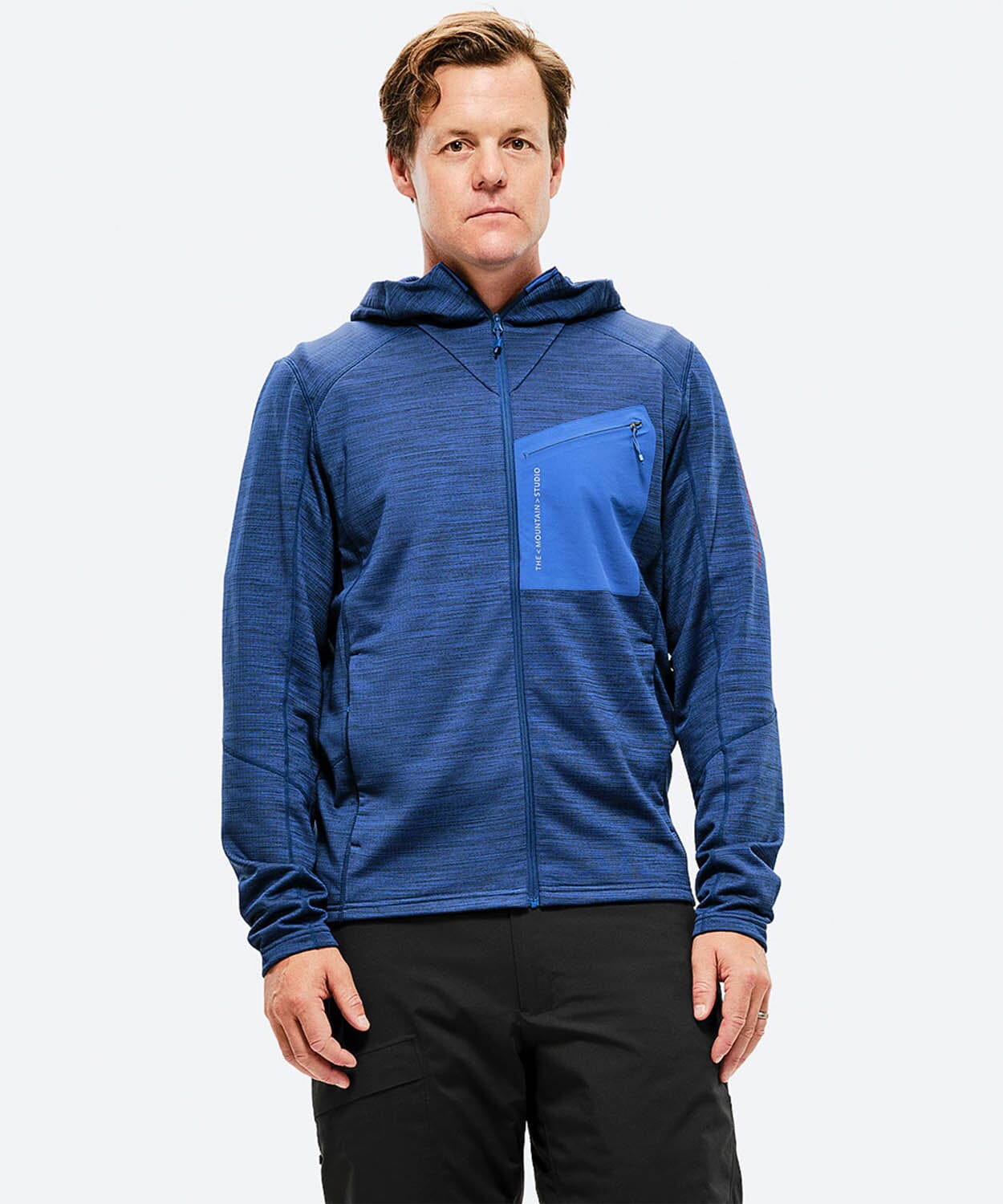 Men's Techno Stretch Mid Hood Mid Layer The Mountain Studio Blue Quartz S
