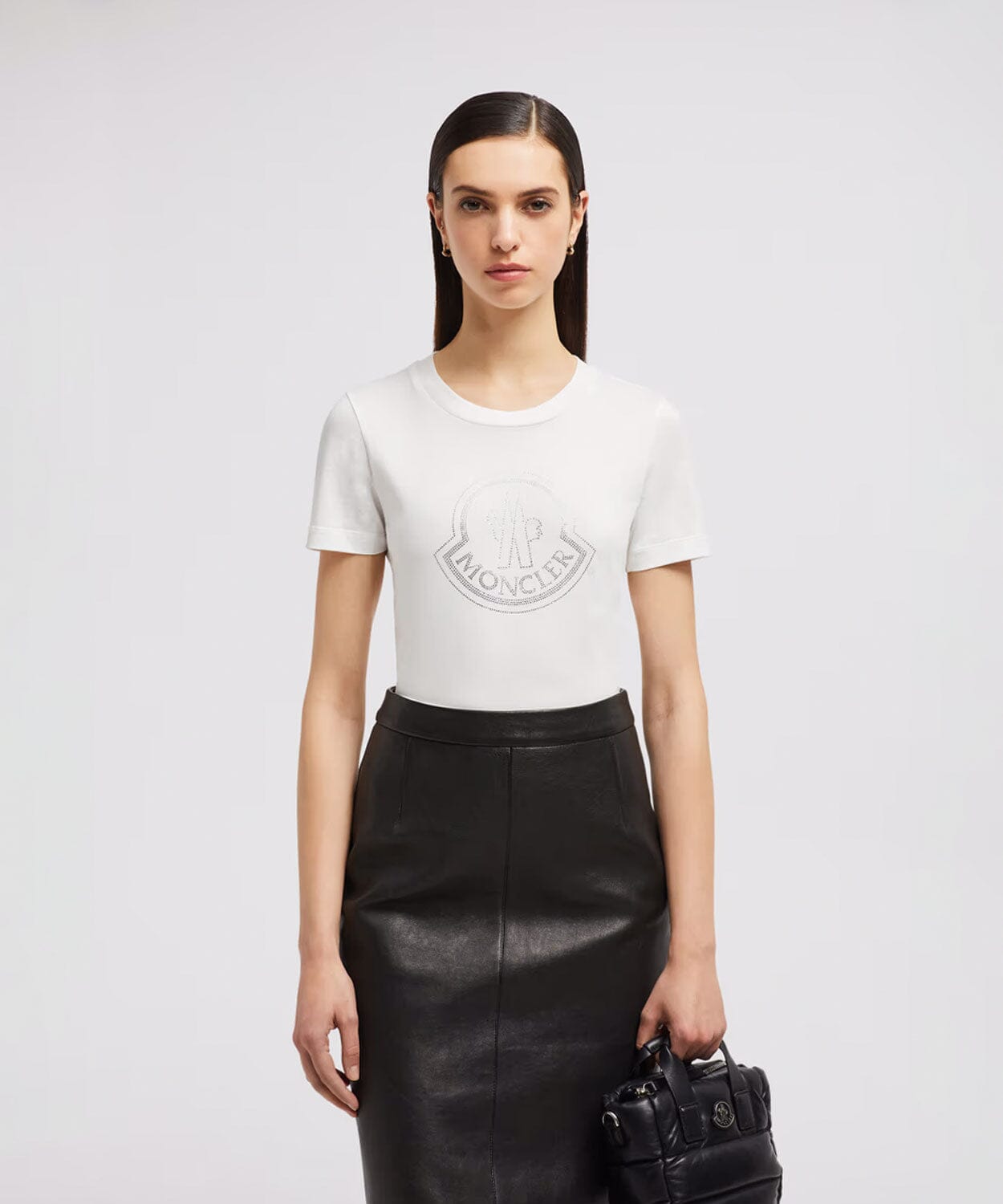 Moncler- Women's Crystal Logo T-Shirt Unclassified Moncler Off White S