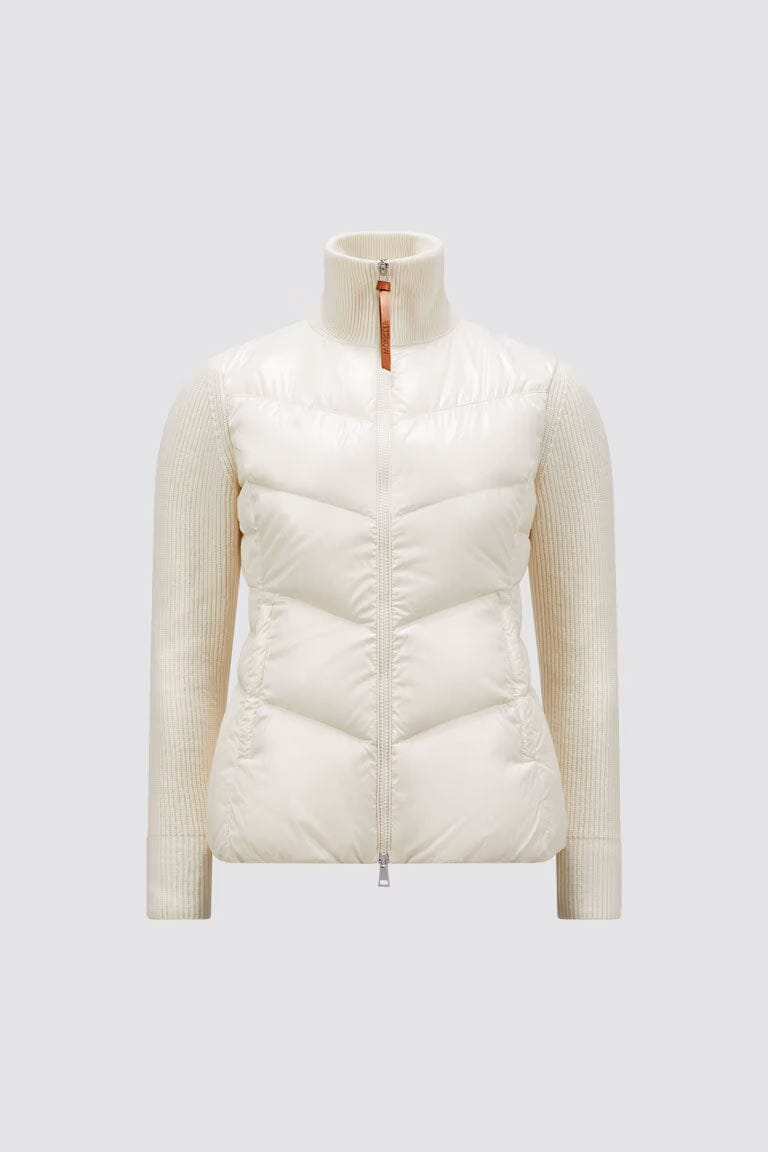 関税込 MONCLER  PADDED WOOL ZIP-UP CARDIGAN White Padded Wool Zip-Up Cardigan - Sweaters & Cardigans for