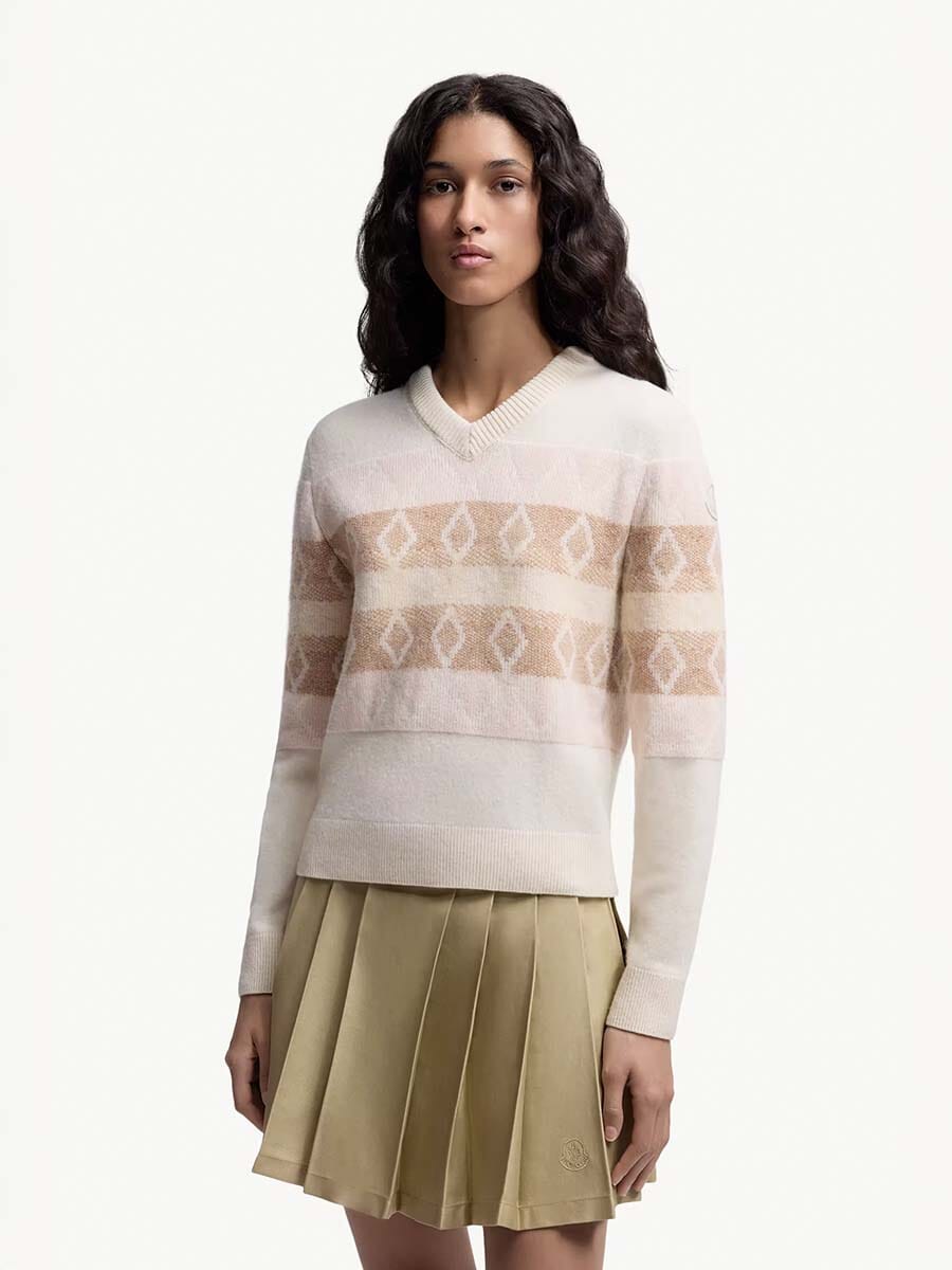 Moncler - Women's Wool Jacquard V-Neck Sweater Unclassified Moncler
