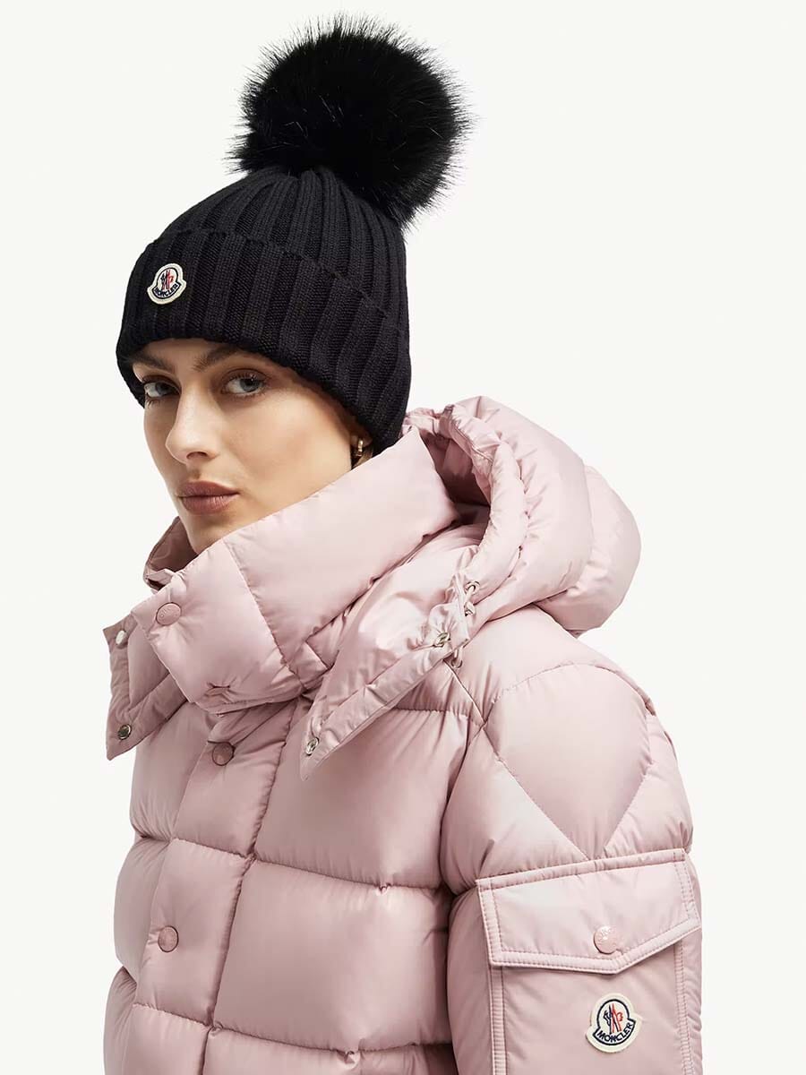 Moncler - Wool Beanie with Faux Fur Pom Pom Unclassified Moncler