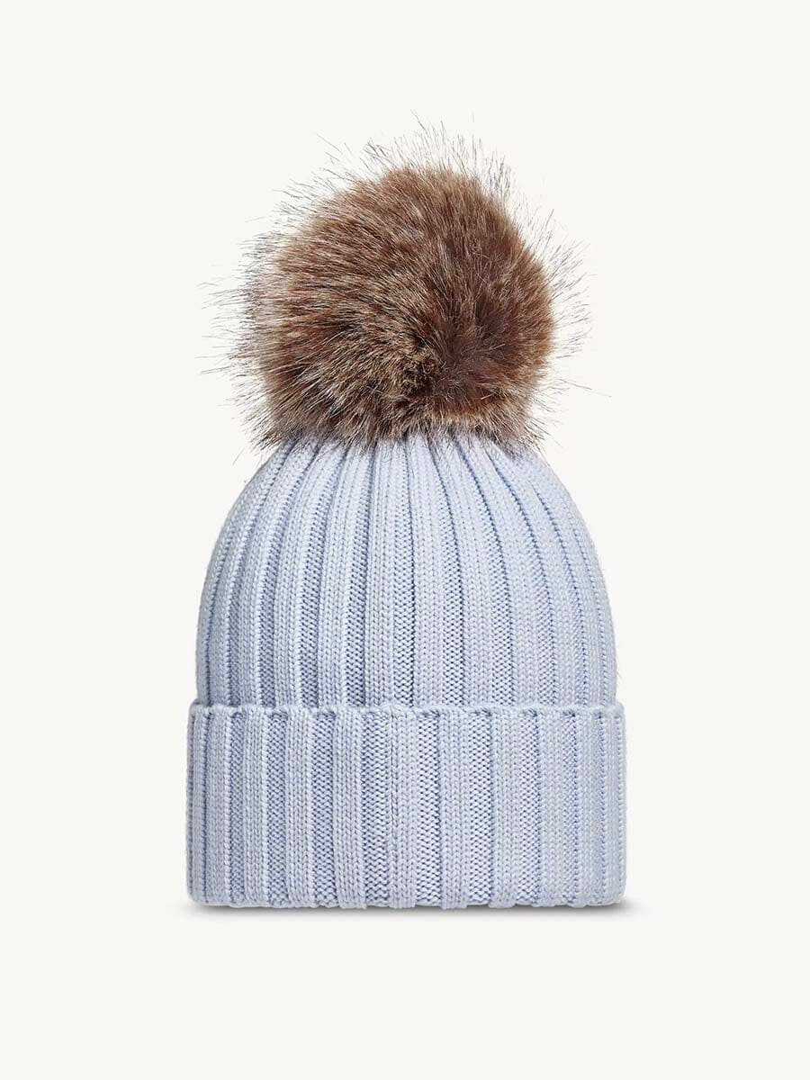 Moncler - Wool Beanie with Faux Fur Pom Pom Unclassified Moncler