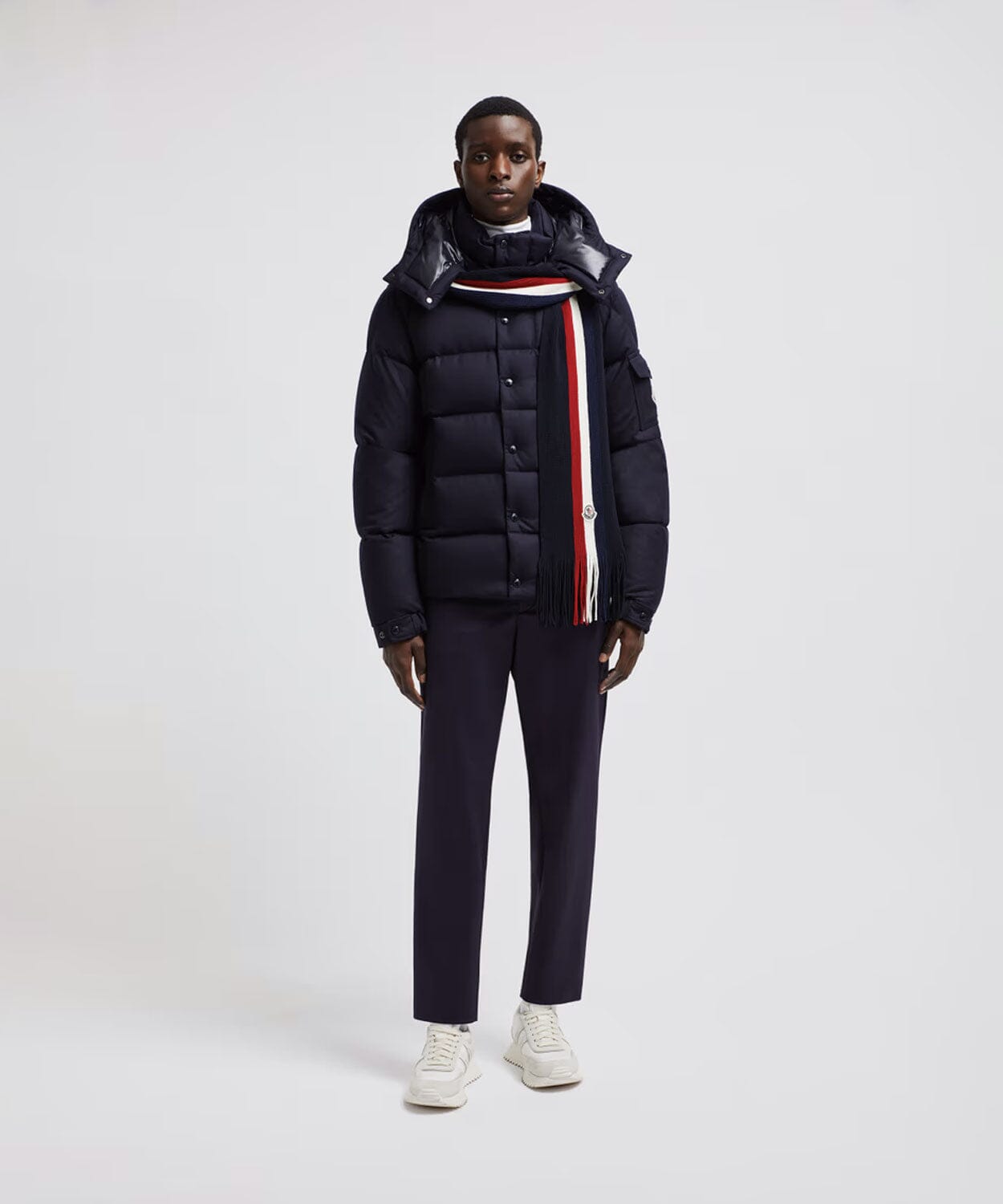 Tricolour Wool Scarf Accessories Moncler Dark Navy