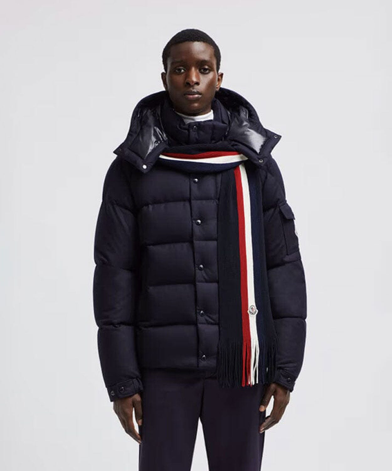 Tricolour Wool Scarf Accessories Moncler Dark Navy