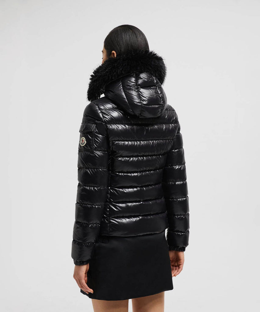Black Puffer Fur Hood Padded Jacket Womens Women's Bady Fur Short