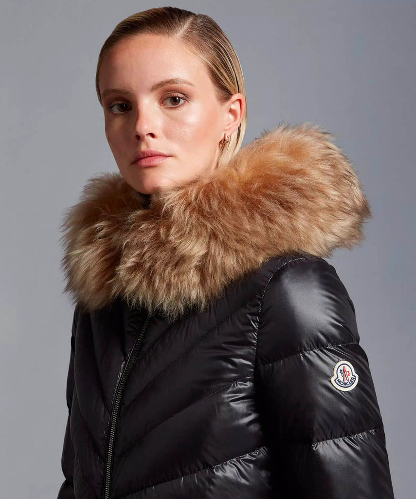 Moncler black coat with fur online