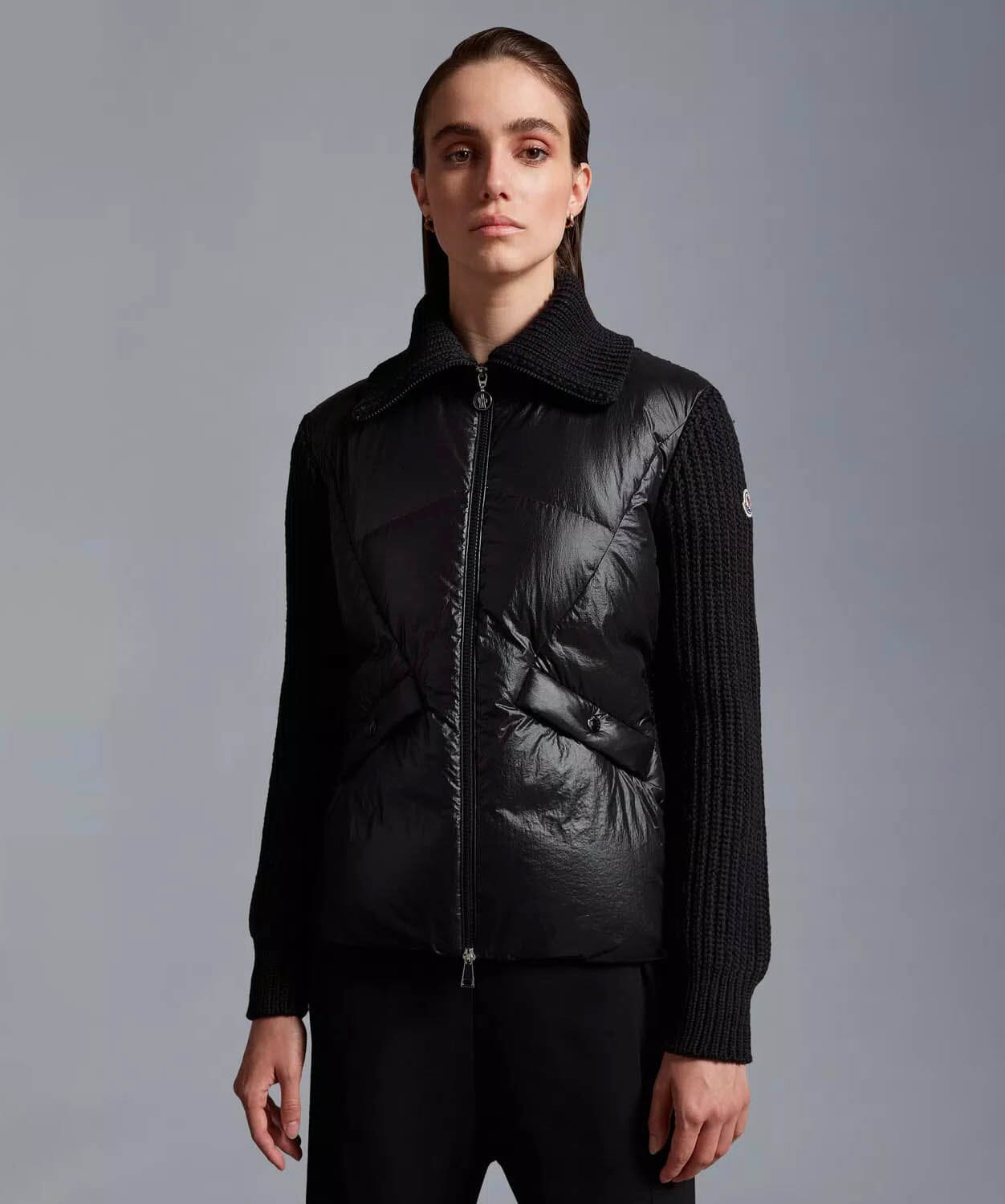Women's Down Wool Cardigan Sweaters | Knitwear Moncler Black 0/XS