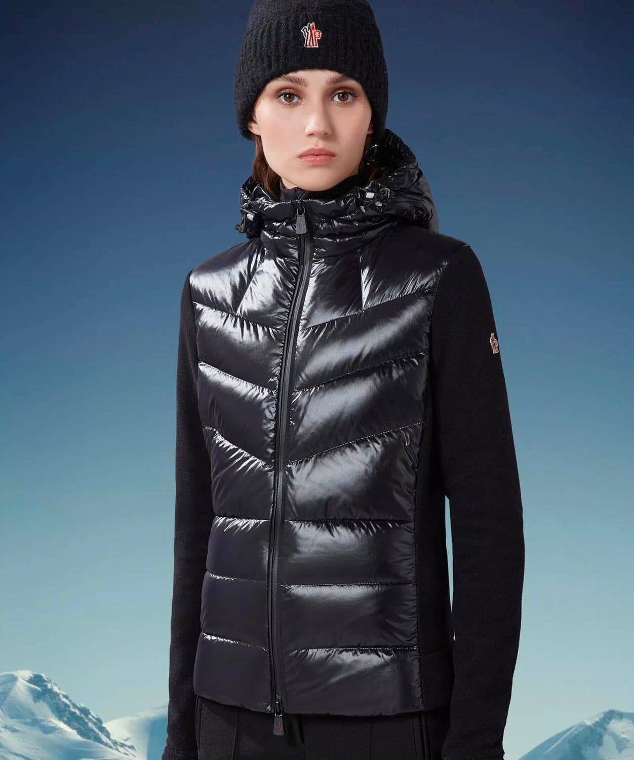Moncler Padded Fleece Jacket Womens Black 34/XS - Main Image