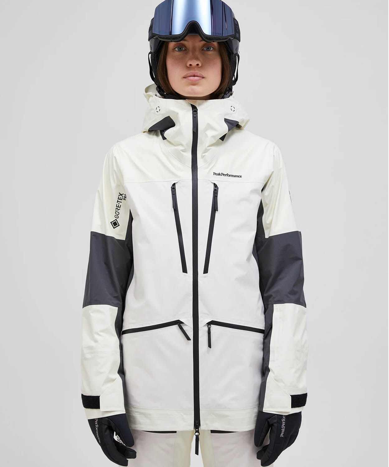 Women's Vertical Gore Tex Pro Ski Jacket Ski Jackets Peak Performance Vintage White / Motion Grey / Marshmallow M