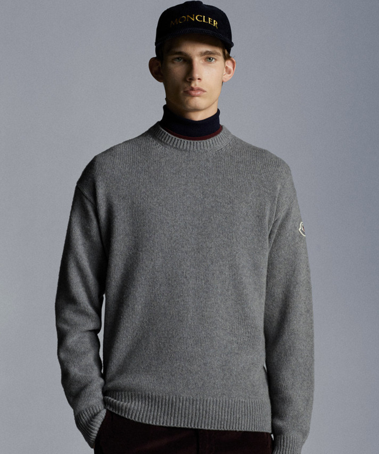 Mens Cashmere Crewneck Sweater Sweaters | Knitwear Moncler Charcoal M 