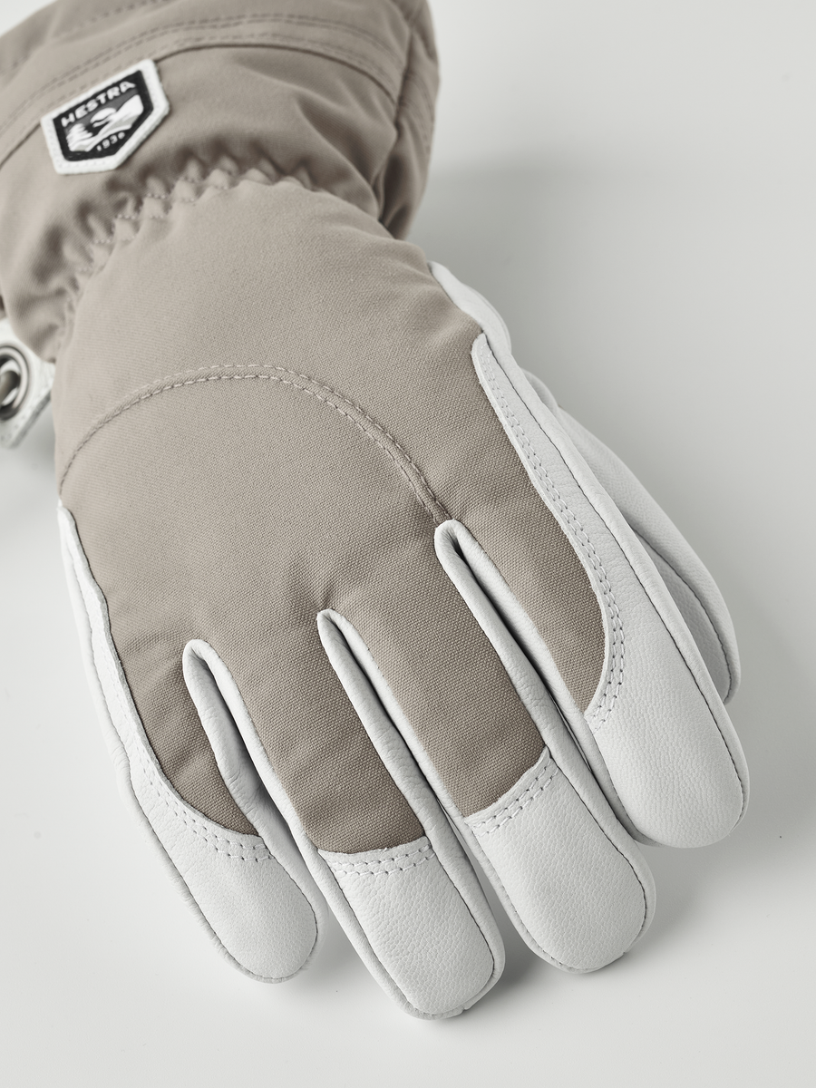Hestra Women's Heli Ski 5-finger ski glove Khaki/Offwhite detail