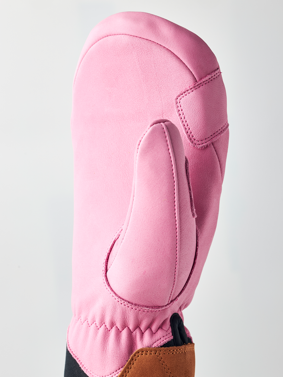 Women's Leather Fall Line Mitt - Cerise detail