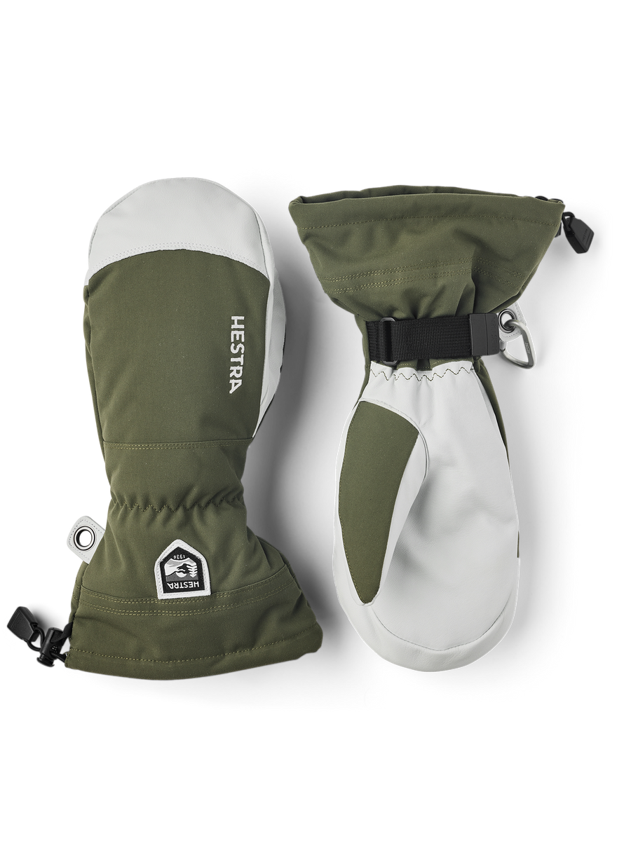Army Leather Heli Ski Mitt - Olive