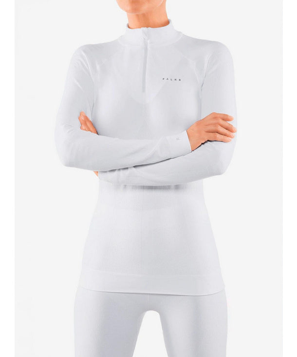 FALKE Maximum Warm Zip Long-Sleeve Shirt White front