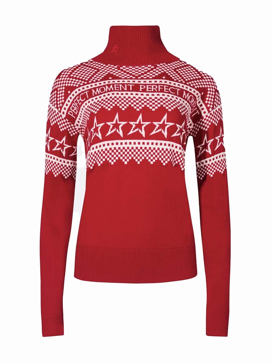 26 Perfect Moment - Women's Holiday Roll Neck Sweater Unclassified Perfect Moment Red/White XS 