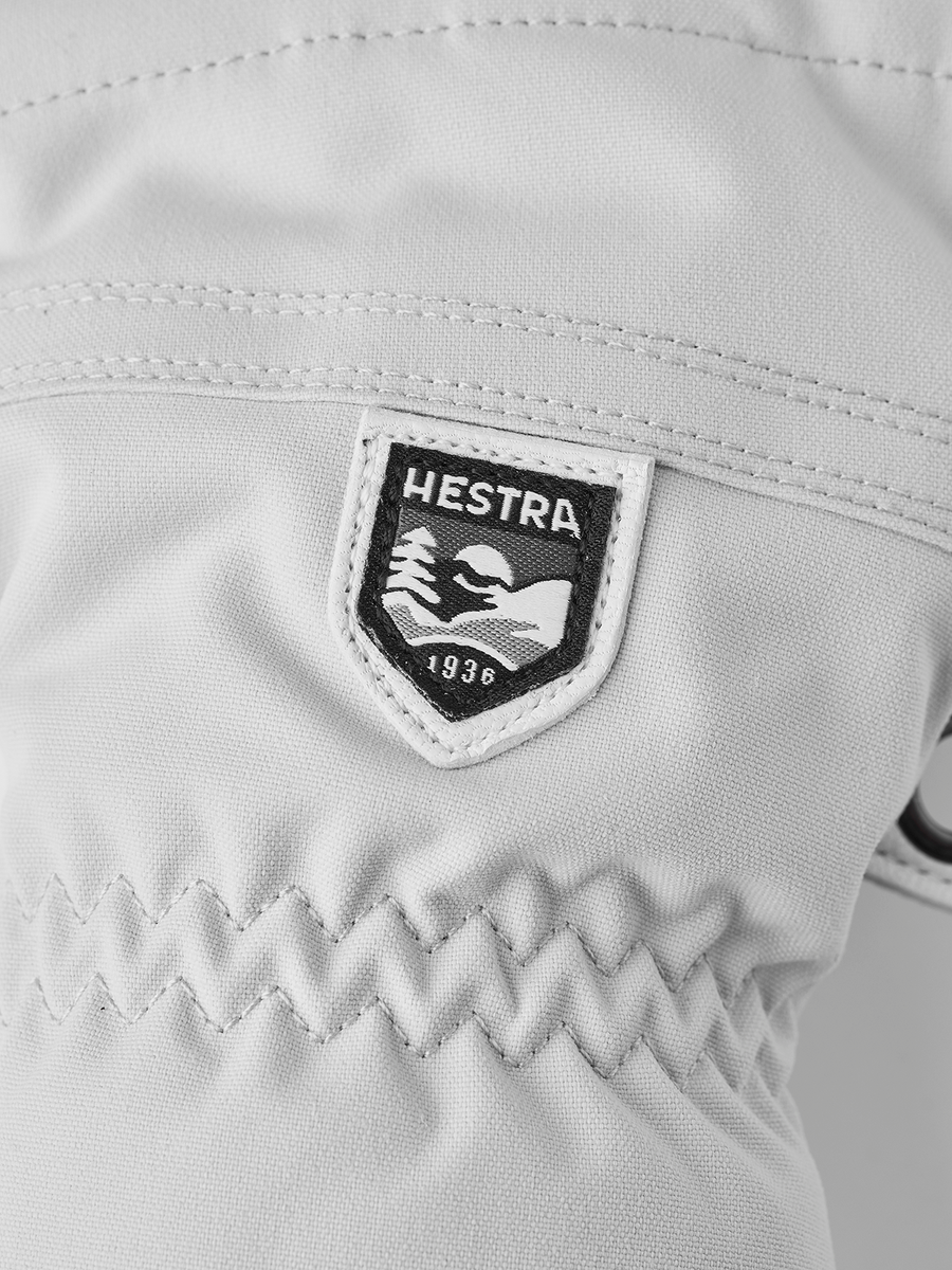 Hestra Women's Heli Ski 5-finger ski glove Pale Grey/Offwhite detail