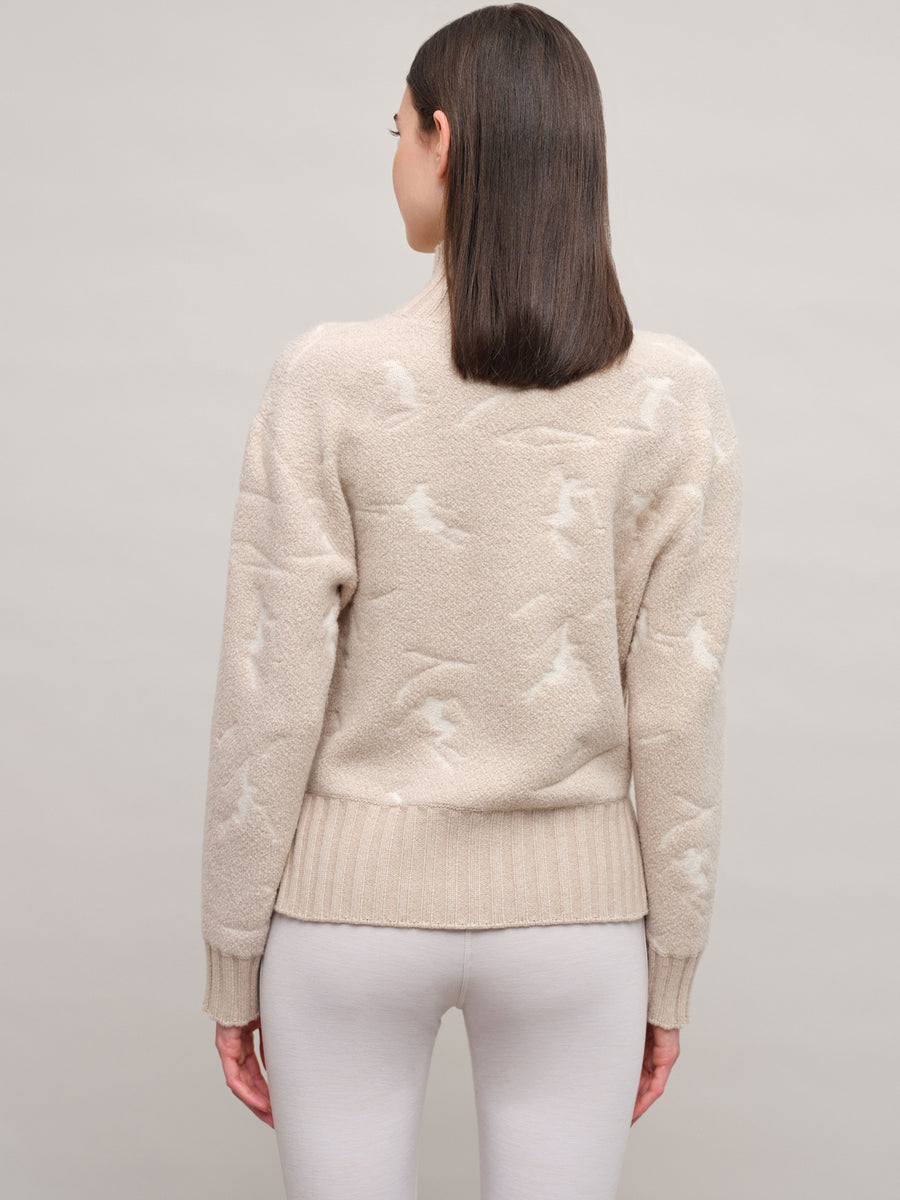 Women's Whiteface Multi Merino Knit Sweater Pearl – back model
