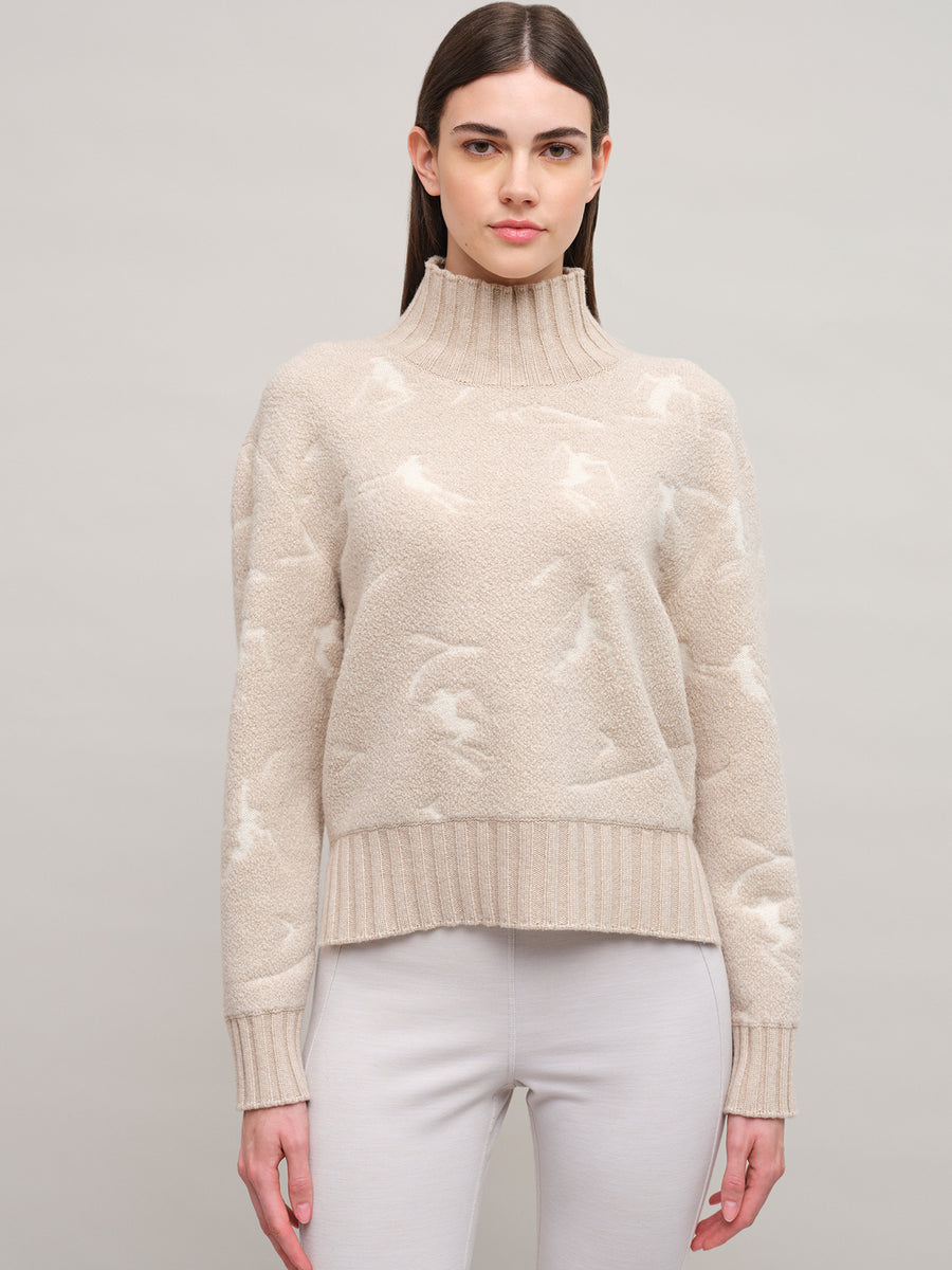 Women's Whiteface Multi Merino Knit Sweater Pearl – front model