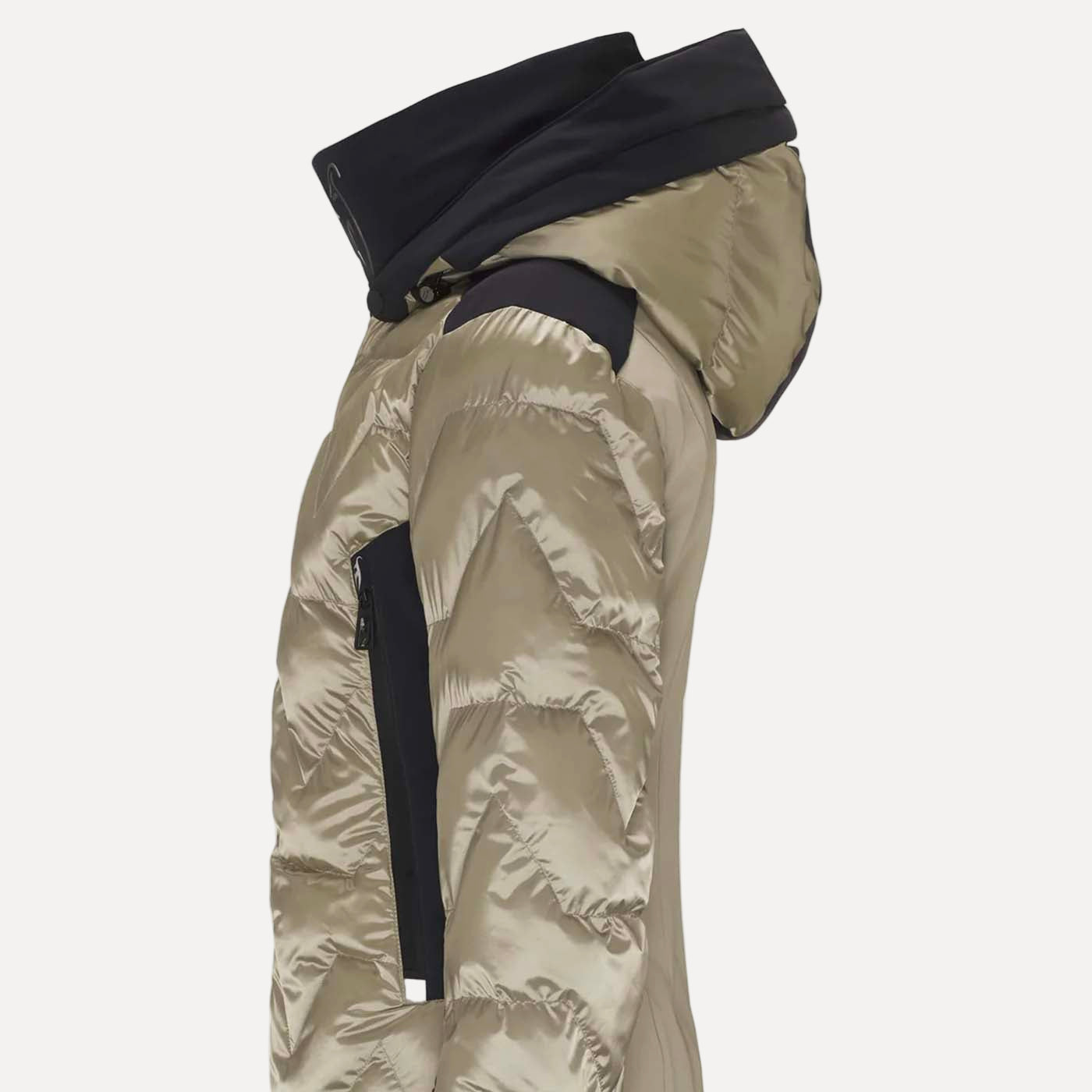 Khaki and black winter jacket on a white background