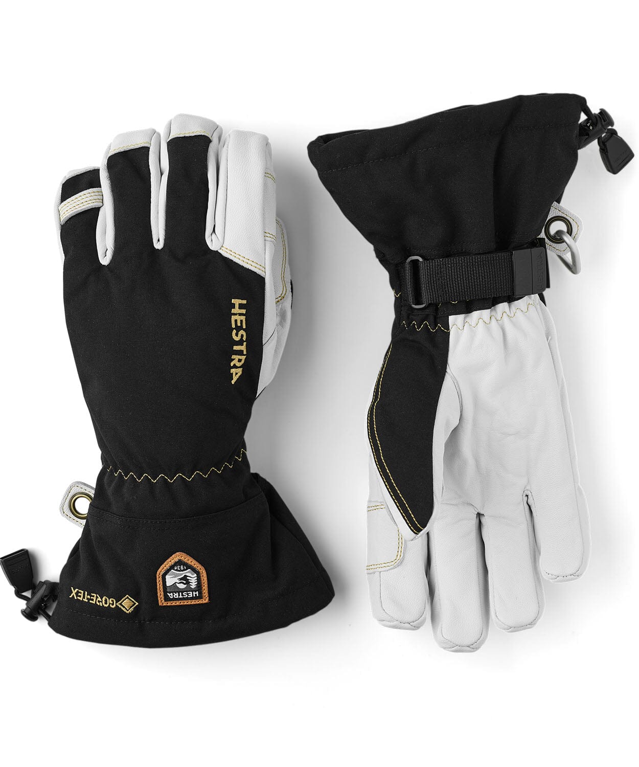 Army Leather Gore-Tex 5 finger Gloves Hestra Black/White 6 