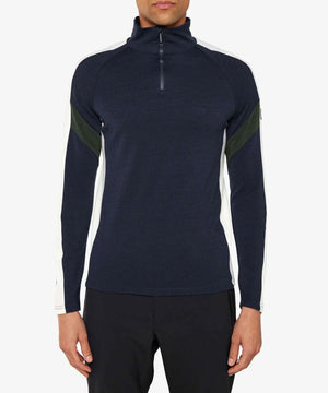 Men's Zermatt Zip-Up Base Layers | Thermals We Norwegians Navy Blue L 