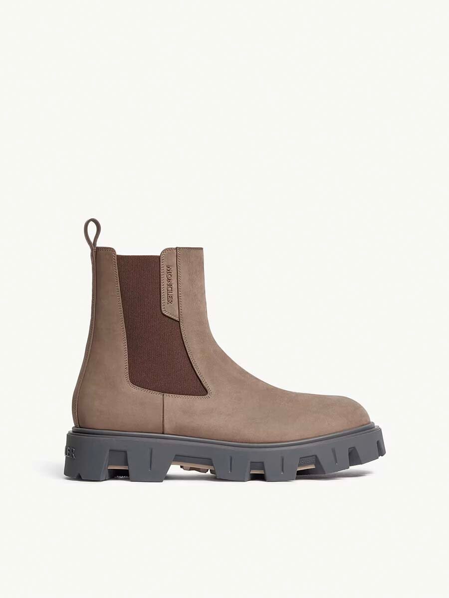 Moncler - Men's Peak City Nubuck Chelsea Boots Unclassified Moncler Light Brown 42 