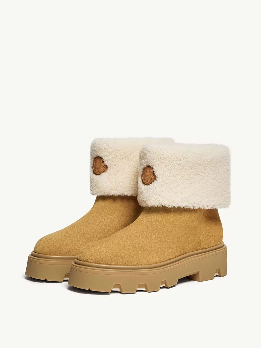 Moncler - Women's Aurea Mid Suede & Shearling Boots Unclassified Moncler Camel Beige 37 