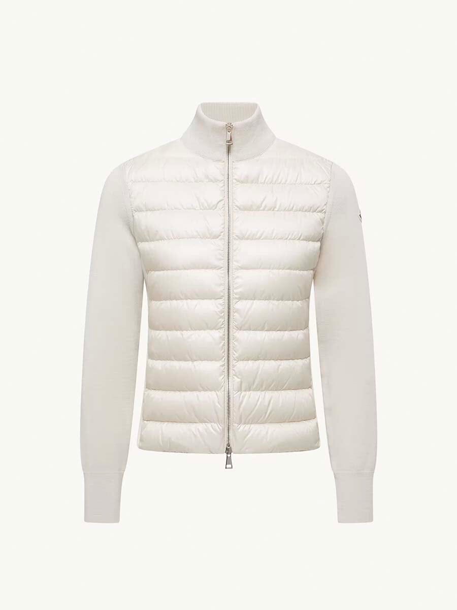 Moncler - Women's Padded Wool Cardigan Unclassified Moncler Light Beige XXS 