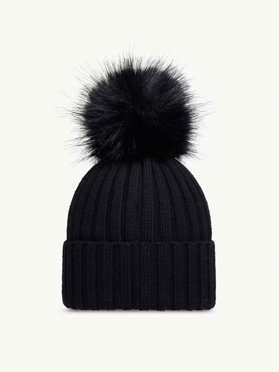 Moncler - Wool Beanie with Faux Fur Pom Pom Unclassified Moncler 