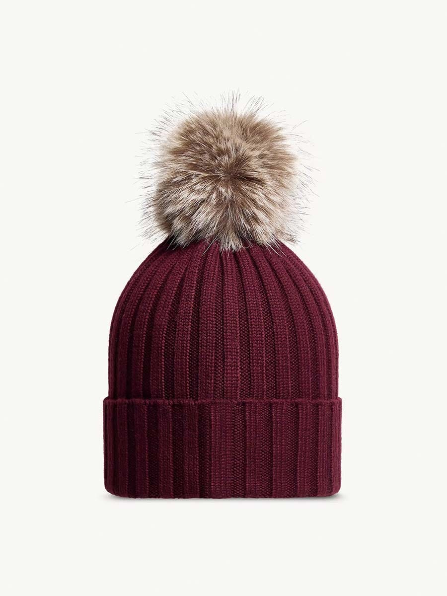 Moncler - Wool Beanie with Faux Fur Pom Pom Unclassified Moncler 