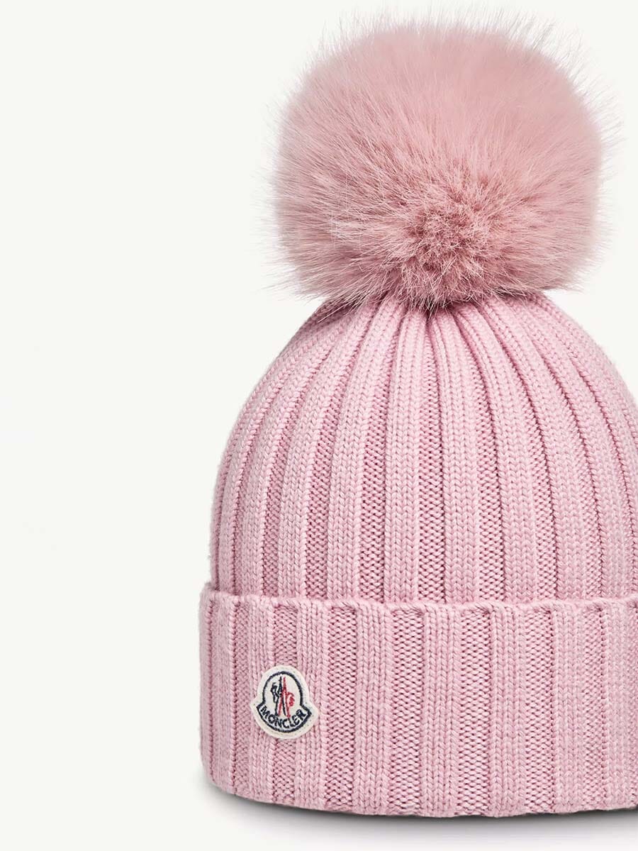 Moncler - Wool Beanie with Faux Fur Pom Pom Unclassified Moncler 