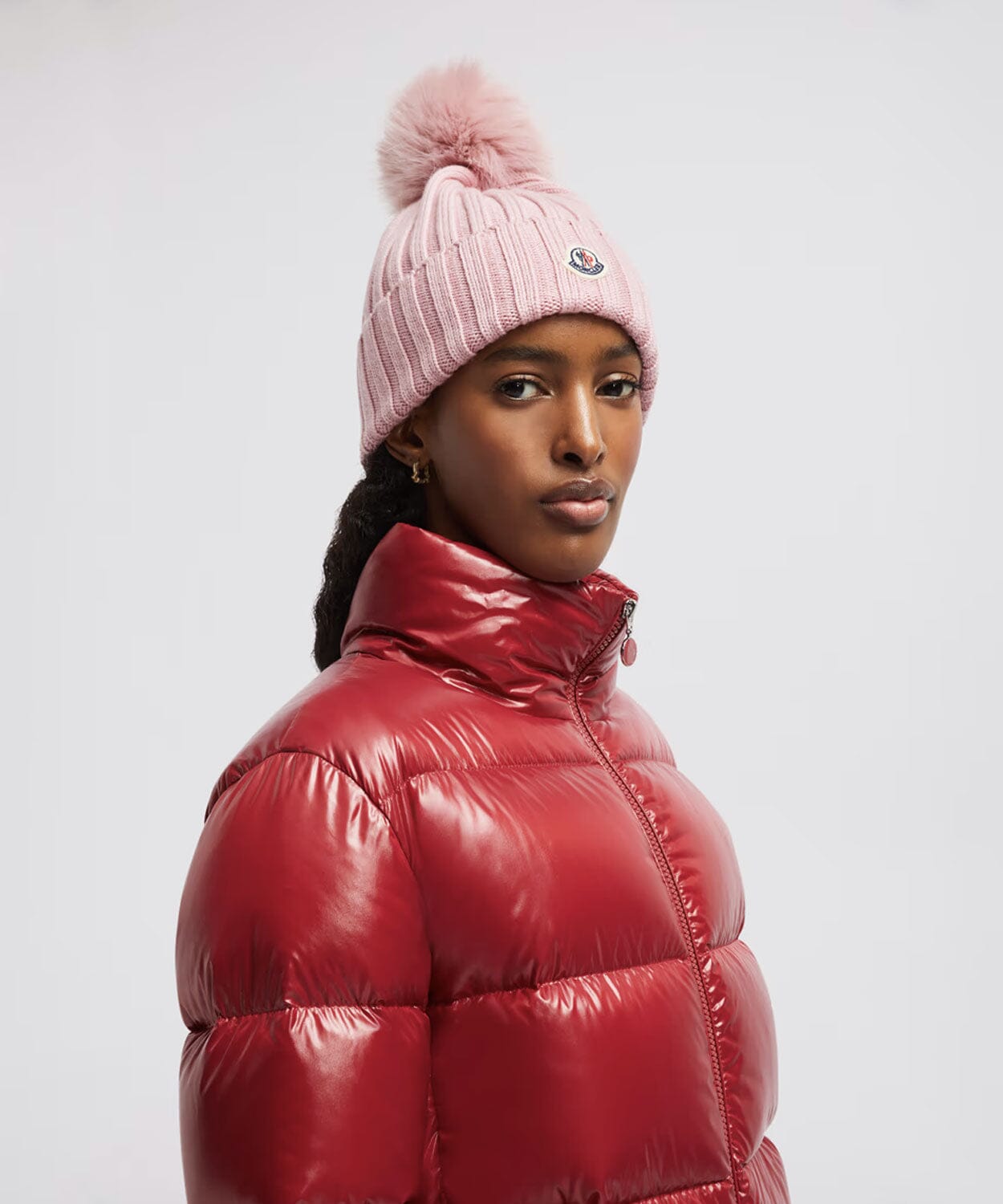 【関税&送料込】Moncler Grenoble Dark Pink Wool Beanie Hat Moncler Enfant - Girls Pink Wool Knit Beanie Hat | Childrensalon
