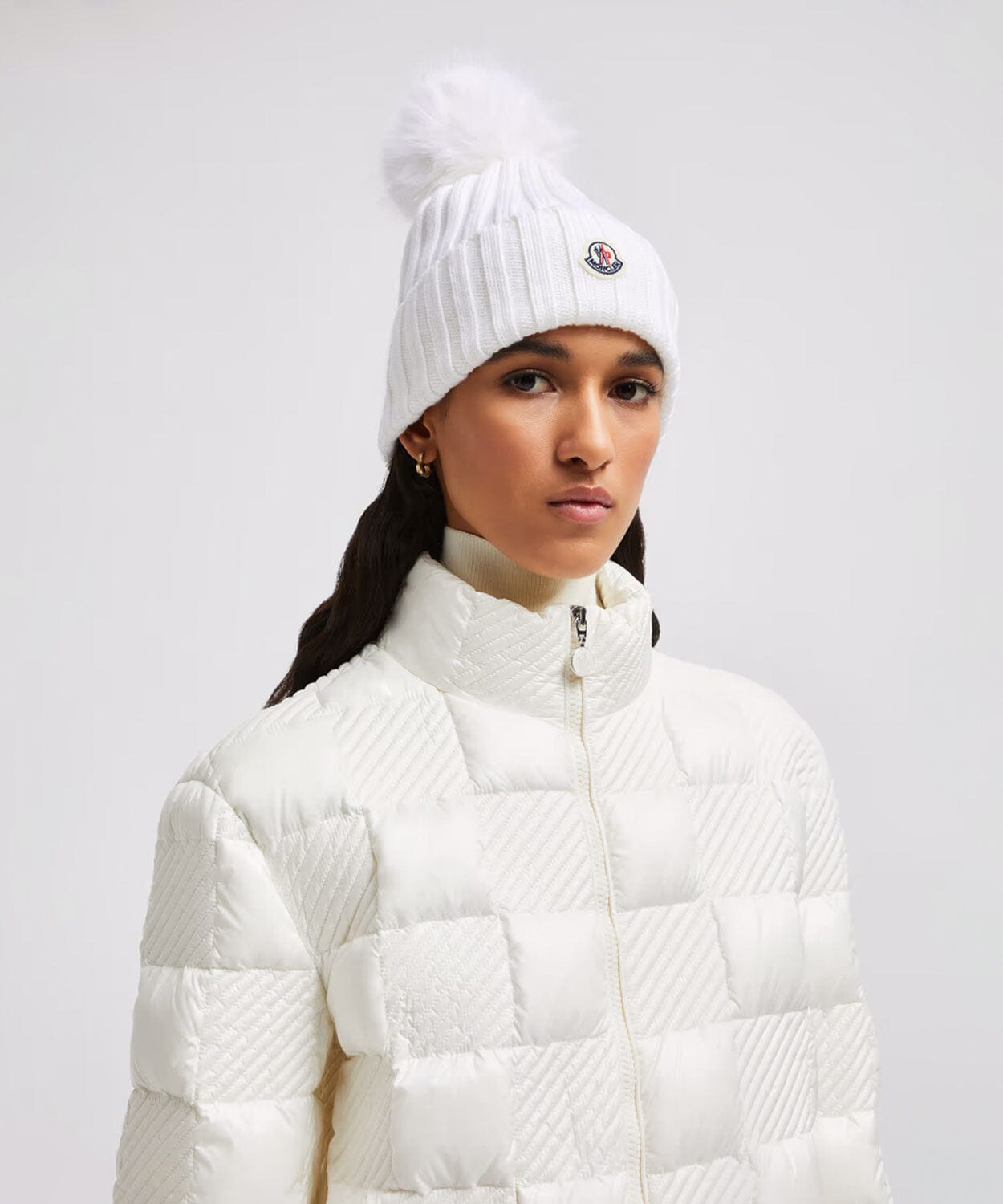 Moncler - Wool Beanie with Pom Pom Unclassified Moncler White 