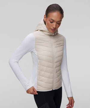 Women's Frost Down Hybrid Hood Jacket Lightweight Jackets Peak Performance Sand Fog / Offwhite XS 