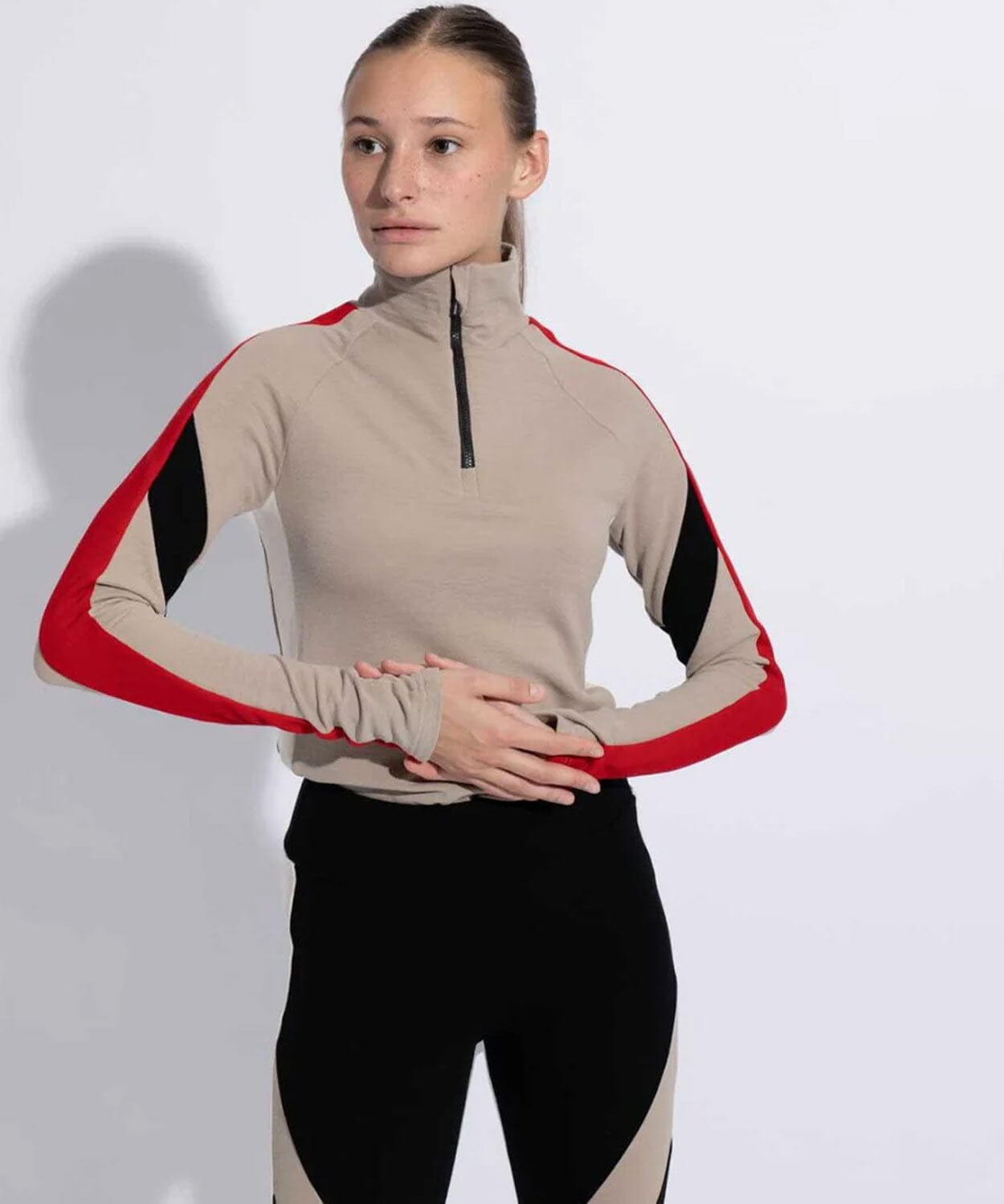 Women's Inuikii+WN Zip-Up Base Layers | Thermals We Norwegians Sand L 