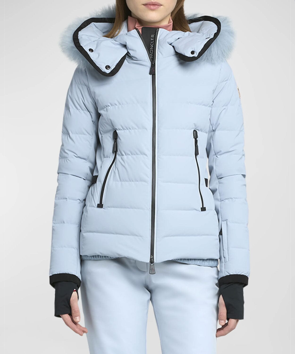 Women's Lamoura Short Down Jacket Ski Jackets Moncler Light Blue 0/XS 