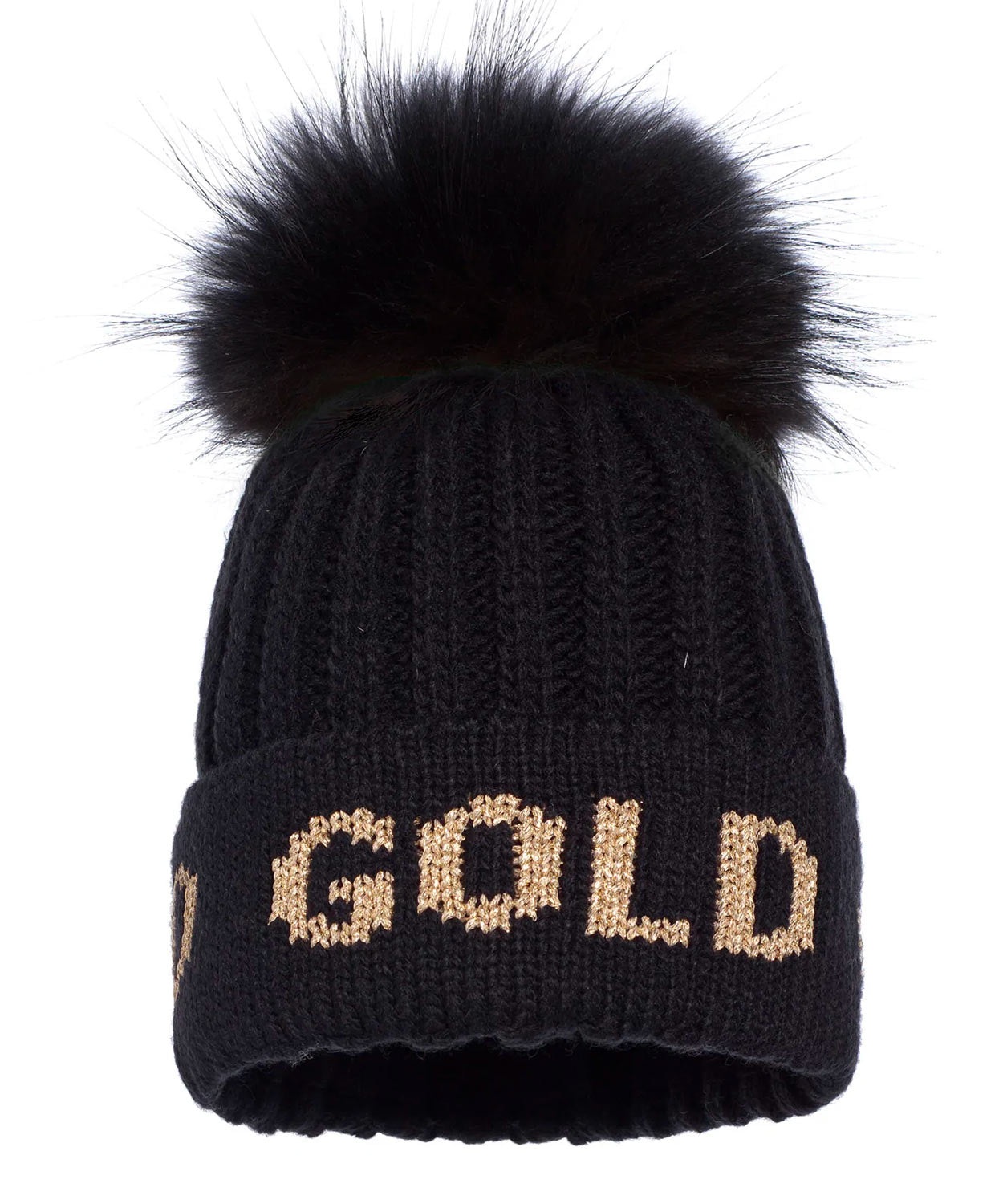 Hodd Beanie Real Raccoon Fur Hats | Beanies Goldbergh Black/Gold OS 